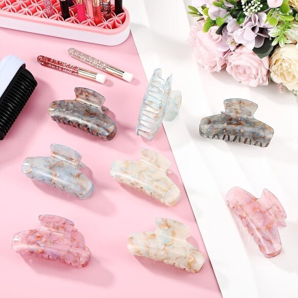 8 Large Acrylic Hair Claw Clips Women Non-slip Strong Hold for Thick Hair